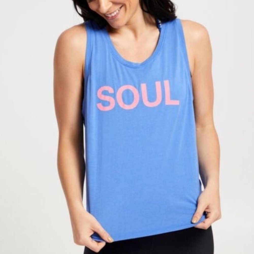 SoulCycle x Sundry Scoop Neck Blue 'Soul' Tank
